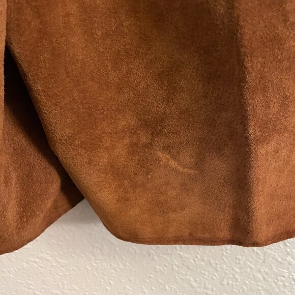 Vintage Brown Suede Leather Paper Bag Shorts High Rise | Size L/XL - Picture 9 of 13